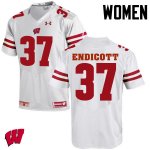 Women's Wisconsin Badgers NCAA #37 Andrew Endicott White Authentic Under Armour Stitched College Football Jersey JP31U80QM